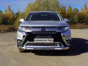 Защита передняя нижняя (овальная с ДХО) 75х42 мм код MITOUT18-39 для MITSUBISHI OUTLANDER 2018-