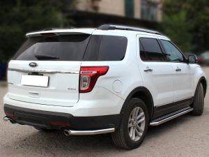 Защита заднего бампера уголки диам.60мм, нержавейка, для авто Ford Explorer 2011-2015, Explorer Sport 2012-2015 (FE2013S.3)