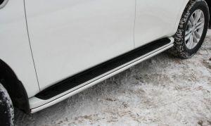 Окантовка штатных подножек диам.42мм, нержавейка (возможен заказ черного или серого цвета), для авто Nissan Patrol Y62 2010-2014, 2014-