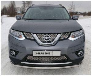 Накладки на решетку бампера (верхние), лист, нержавейка, для авто Nissan X-Trail T32 2014-