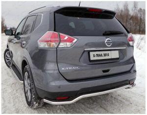 Защита заднего бампера волна диам.42мм, нержавейка, для авто Nissan X-Trail T32 2014-