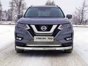 Защита передняя нижняя (овальная с ДХО) 75х42 мм код NISXTR18-20 для Nissan X-Trail T32 2018-