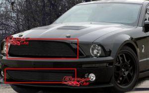 Решетка радиатора и бампера стальная черная для Ford Mustang Shelby GT 500 2007-2009