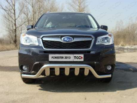 Защита передняя (кенгурин с вставкой) 60,3/75 мм код SUBFOR13-03 для Subaru Forester 2013-2015