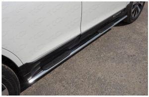 Подножки-трубы овальные со ступеньками диам.75х42мм (возможен заказ укороченных SUBOUT15.15), нержавейка, для авто Subaru Outback V 2014-