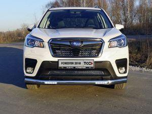 Защита передняя нижняя (овальная с ДХО) 75х42 мм код SUBFOR18-21 для Subaru Forester S5 2018-