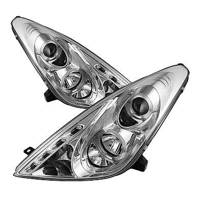 Передняя оптика диодная хромированная Spyder 444-TCEL00-LED-SM для Toyota Celica 2000-2005