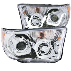 Передняя оптика хромированная с ангельскими глазками U type для Toyota Tundra 2007-2013