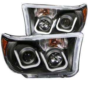 Передняя оптика черная с ангельскими глазками U type для Toyota Tundra 2007-2013