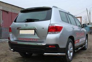 Защита заднего бампера уголки диам.57мм, нержавейка, для авто Toyota Highlander 2010-2014