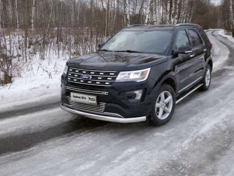 Защита передняя нижняя (овальная длинная) 75х42 мм код FOREXPL16-14 для FORD EXPLORER 2016-2017