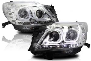 Передняя оптика диодная хромированная Zombi Style для Toyota Prado 150