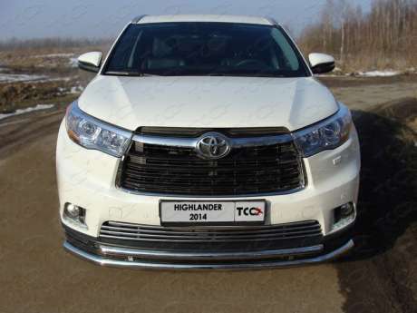 Защита передняя нижняя (двойная) 60,3/42,4 мм код TOYHIGHL14-03 для TOYOTA HIGHLANDER 2014-2016