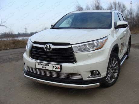 Защита передняя нижняя (овальная) 75х42 мм код TOYHIGHL14-02 для TOYOTA HIGHLANDER 2014-2016