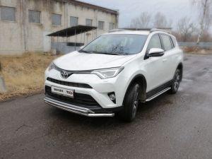 Защита передняя нижняя (двойная) 60,3/42,4 мм код TOYRAV15-24 для TOYOTA RAV4 2015-