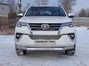 Защита передняя нижняя (с ДХО) 76,1 мм код TOYFORT17-23 для TOYOTA FORTUNER 2017-