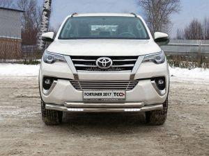 Защита передняя нижняя (двойная с ДХО) 76,1/60,3 мм код TOYFORT17-24 для TOYOTA FORTUNER 2017-