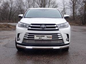 Защита передняя нижняя (овальная с ДХО) 75х42 мм код TOYHIGHL17-30 для TOYOTA HIGHLANDER 2017- 