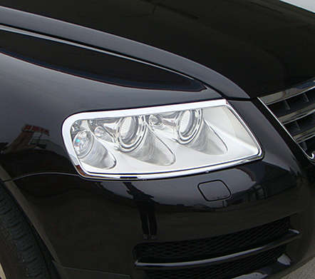 Накладки на передние фары хромированные IDFR 1-VW700-01C для Volkswagen Touareg 2003-2007  