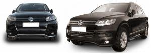 Защита переднего бампера волна диам.57мм, нержавейка для авто VW Touareg 2010-2018