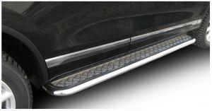 Подножки с листом, лист алюминий, окантовка нержавейка диам.57мм, для авто VW Touareg 2010-2018