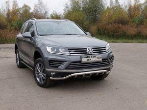 Защита передняя нижняя (кенгурин) 60,3/42,4 мм код VWTOUARRL14-11 для VOLKSWAGEN TOUAREG R-Line 2014-