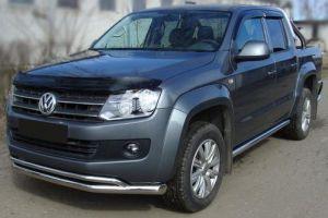 Защита переднего бампера двойная труба диам.76/42мм, для авто VW Amarok 2010-