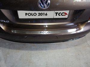 Накладка на задний бампер (лист шлифованный надпись Polo) код VWPOLO16-15 для VOLKSWAGEN POLO 2016-