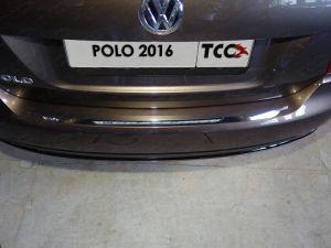 Накладка на задний бампер (лист зеркальный) код VWPOLO16-12 для VOLKSWAGEN POLO 2016-