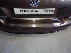 Накладка на задний бампер (лист шлифованный) код VWPOLO16-13 для VOLKSWAGEN POLO 2016-