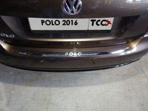 Накладка на задний бампер (лист зеркальный надпись Polo) код VWPOLO16-14 для VOLKSWAGEN POLO 2016-