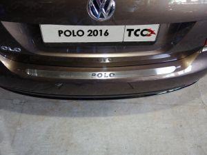 Накладка на задний бампер (лист шлифованный надпись Polo) код VWPOLO16-15 для VOLKSWAGEN POLO 2016-