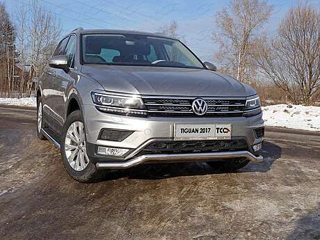 Защита передняя нижняя 60,3 мм (Пакет Offroad) код VWTIGOFR17-17 для VOLKSWAGEN TIGUAN 2016-2021