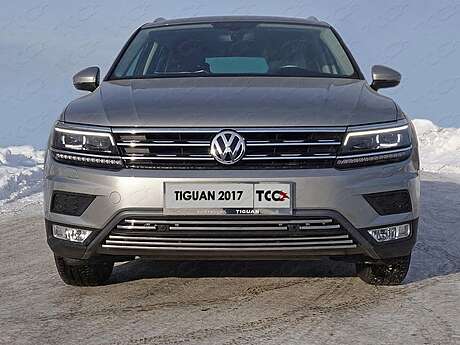 Решетка радиатора верхняя 16 мм (Пакет Offroad) код VWTIGOFR17-44 для VOLKSWAGEN TIGUAN 2016-2021