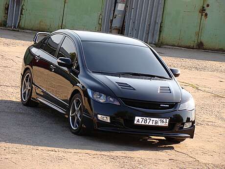 Юбка переднего бампера Mugen Style Honda Civic 4D 2006-2009