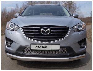 Накладка на решетку бампера, лист, нержавейка, для авто Mazda CX-5 2012-2015, 2015-