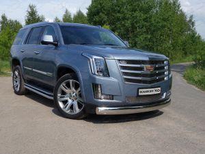 Защита передняя нижняя (овальная) 120х60 мм код CADESC15-07 для CADILLAC ESCALADE 2015-