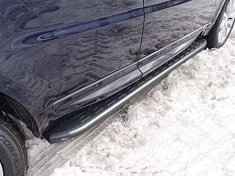 Пороги алюминиевые с пластиковой накладкой (карбон серые) 1920 мм код LRRRSP15-07GR для Range Rover Sport 2015-