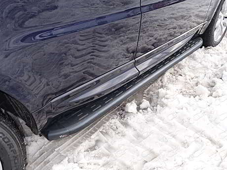 Пороги алюминиевые с пластиковой накладкой (карбон черные) 1920 мм код LRRRSP15-07BL для Range Rover Sport 2015-