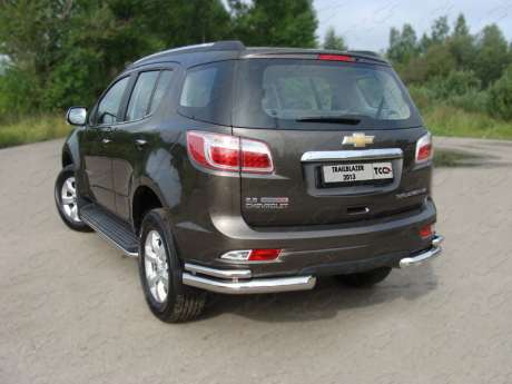 Защита задняя (уголки двойные) 76,1/42,4 мм код CHEVTRBL13-10 для CHEVROLET TRAIL BLAZER 2013-