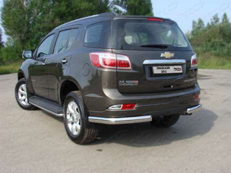 Защита задняя (уголки овальные) 75х42 мм код CHEVTRBL13-12 для CHEVROLET TRAIL BLAZER 2013-