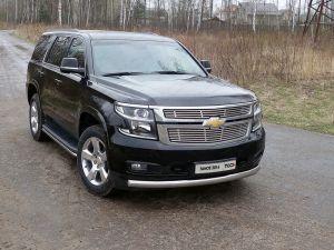 Защита передняя нижняя (овальная) 75х42 мм код CHEVTAH16-10 для CHEVROLET TAHOE 2014-