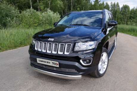 Защита передняя нижняя (овальная) 75х42 мм код JEEPCOM14-02 для авто Jeep Compass MK 2011-2017