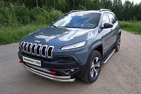 Защита передняя нижняя (двойная) 60,3/60,3 мм код JEEPCHERTRAIL14-01 для JEEP Cherokee Trailhawk 2014-2019