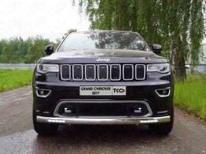 Защита передняя (овальная длинная (с ДХО) 75х42 мм код GRCHER17-18 для JEEP GRAND CHEROKEE 2017-