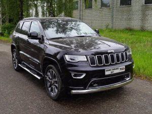 Защита передняя (овальная длинная) 75х42 мм код GRCHER17-16 для JEEP GRAND CHEROKEE 2017-