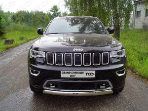 Защита передняя (овальная короткая) 75х42 мм код GRCHER17-17 для JEEP GRAND CHEROKEE 2017-