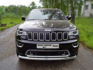 Защита передняя нижняя (двойная) 76,1/42,4 мм код GRCHER17-12 для JEEP GRAND CHEROKEE 2017-