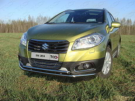 Защита передняя нижняя (двойная) 42,4/42,4 мм SUZSX414-03 для Suzuki SX4 S-Cross 2013-