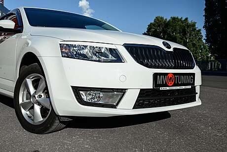 Вставки переднего бампера MV-Tuning в стиле RS Skoda Octavia III A7 2013-2016